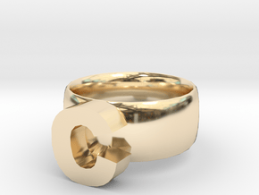 C Ring in 14K Yellow Gold