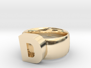 D Ring in 14K Yellow Gold