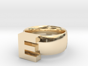 E Ring in 14K Yellow Gold