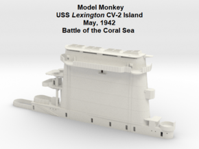 1/144 USS Lexington CV-2 Funnel, 1942 Coral Sea in White Natural Versatile Plastic