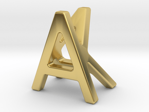 AK KA - Two way letter pendant in Polished Brass