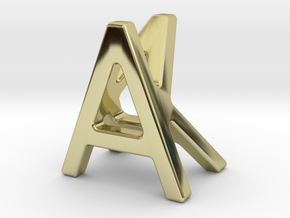 AK KA - Two way letter pendant in 18k Gold Plated Brass