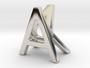 AK KA - Two way letter pendant in Rhodium Plated Brass