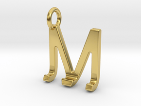 Two way letter pendant - JM MJ in Polished Brass