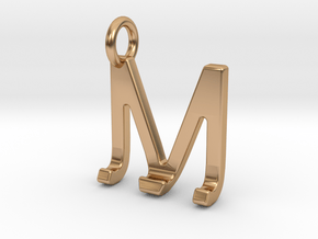 Two way letter pendant - JM MJ in Polished Bronze