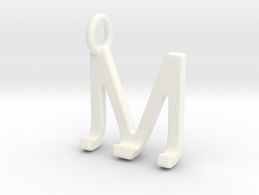Two way letter pendant - JM MJ in White Processed Versatile Plastic