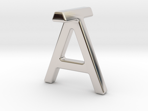 AT TA - Two way letter pendant in Rhodium Plated Brass
