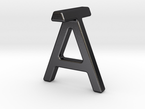 AT TA - Two way letter pendant in Polished and Bronzed Black Steel