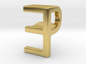 Two way letter pendant - EP PE in Polished Brass