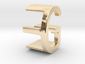 Two way letter pendant - EG GE in 14k Gold Plated Brass