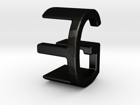 Two way letter pendant - EG GE in Matte Black Steel