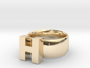H Ring in 14K Yellow Gold