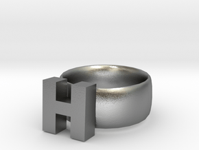 H Ring in Natural Silver