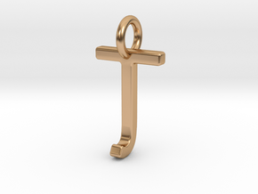 Two way letter pendant - JT TJ in Polished Bronze