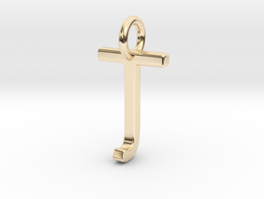 Two way letter pendant - JT TJ in 14k Gold Plated Brass