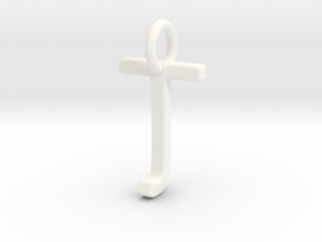 Two way letter pendant - JT TJ in White Processed Versatile Plastic