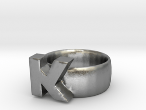 K Ring in Natural Silver