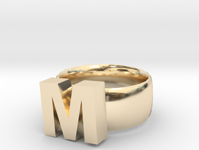 M Ring in 14K Yellow Gold
