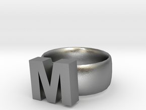 M Ring in Natural Silver