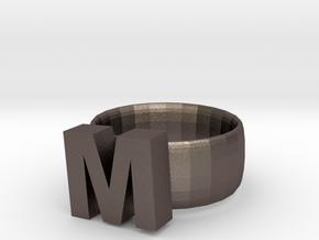 M Ring in Polished Bronzed Silver Steel