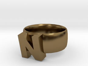 N Ring in Polished Bronze