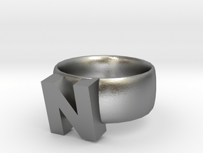 N Ring in Natural Silver