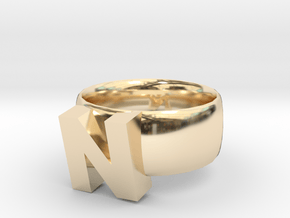 N Ring in 14K Yellow Gold
