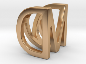 Two way letter pendant - DM MD in Polished Bronze