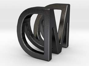 Two way letter pendant - DM MD in Polished and Bronzed Black Steel