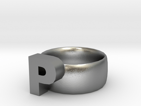 P Ring in Natural Silver