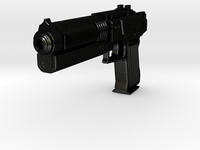 Scifi Pistol 1 in Matte Black Steel: Small