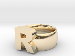 R Ring in 14K Yellow Gold