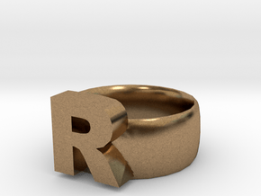 R Ring in Natural Brass