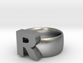 R Ring in Natural Silver