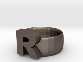 R Ring in Polished Bronzed Silver Steel