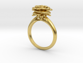 Rose Ring (Size US 8) in Polished Brass