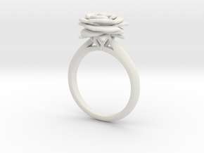 Rose Ring (Size US 8) in White Natural Versatile Plastic