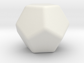 Dodecahedron Rounded V2 - 10mm in White Natural Versatile Plastic