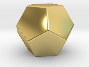 Dodecahedron Rounded V1 - 10mm in Polished Brass