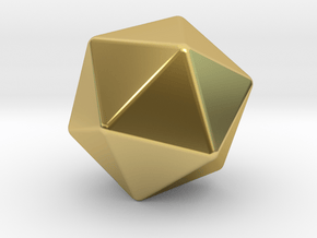 Icosahedron Rounded V1 - 10mm in Polished Brass