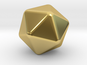 Icosahedron Rounded V2 - 10mm in Polished Brass