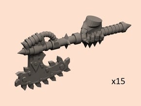 28mm Chain axe with evil hand (right) in Tan Fine Detail Plastic