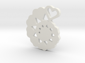 Heart Swirl Fractal Pendant in White Natural Versatile Plastic