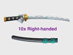 10x Right-hand Energy Sword: Shinto (w/Sheaths) in Tan Fine Detail Plastic