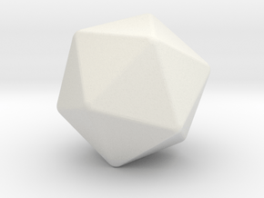Icosahedron 1 inch - Rounded 1mm in White Natural Versatile Plastic