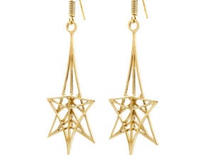 Shooting Star Earrings in Polished Brass