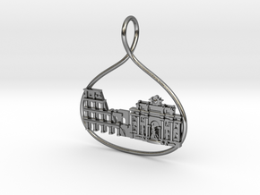 Rome Cityscape Skyline Pendant in Polished Silver