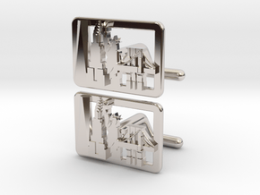 New York Cityscape Skyline cufflinks in Platinum