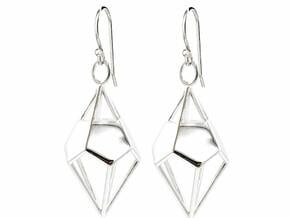 Deltohedron Earrings in Polished Silver