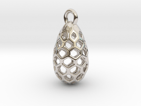 Hexagon Egg in Rhodium Plated Brass